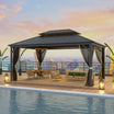 12' x 16' Andes Hardtop Gazebo with Double Roof & Netting