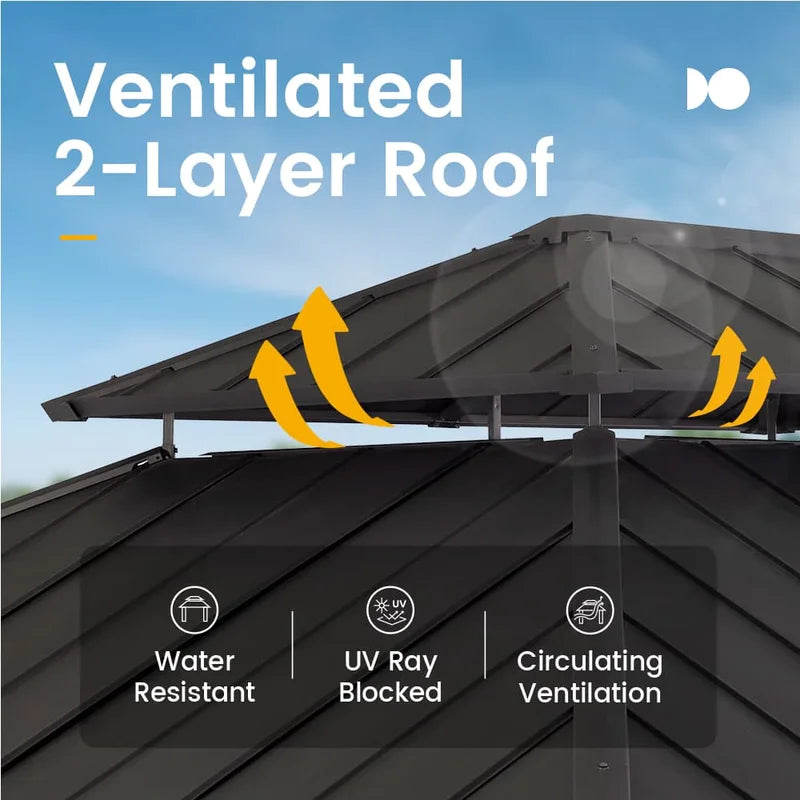 12' x 14' Andes Hardtop Gazebo with Double Roof