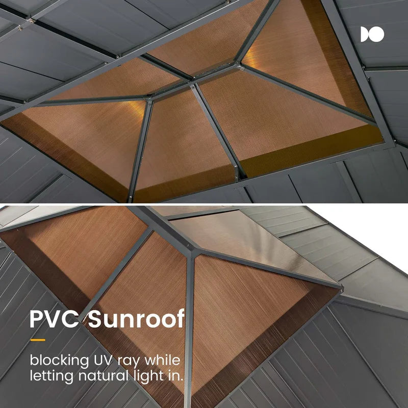 12' x 14' Alps Hardtop Gazebo with Double Roof, Aluminum Frame, Curtain & Netting