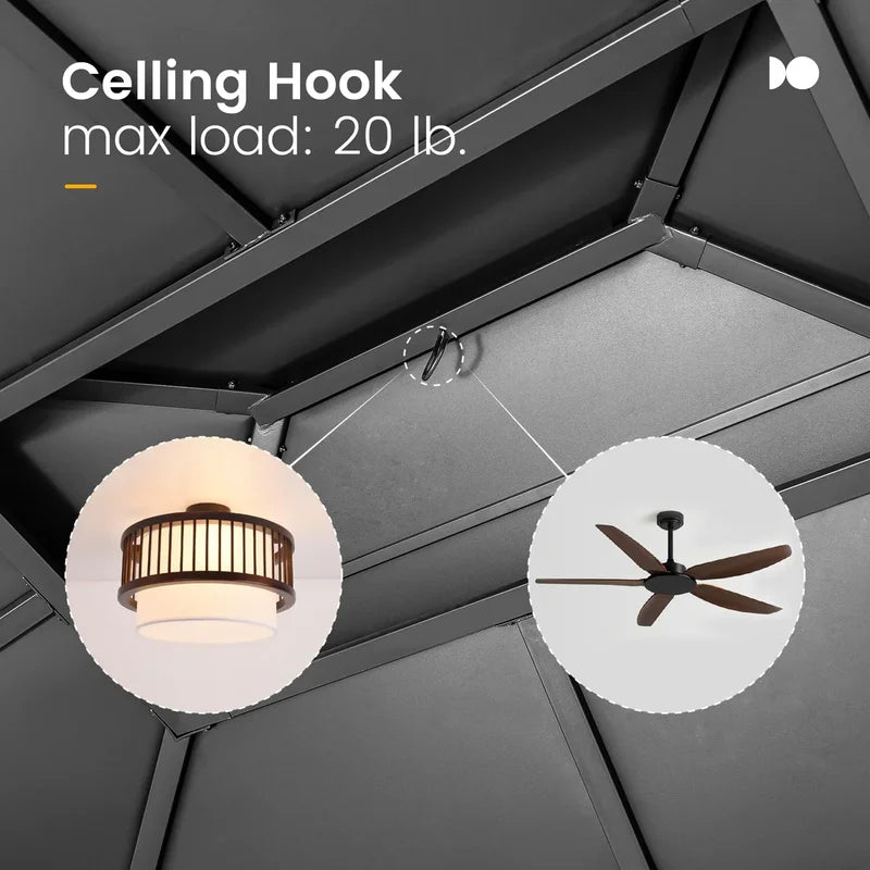 10' x 12' Andes Hardtop Gazebo with 2-Tier Ventilated Roof,Curtain & Netting