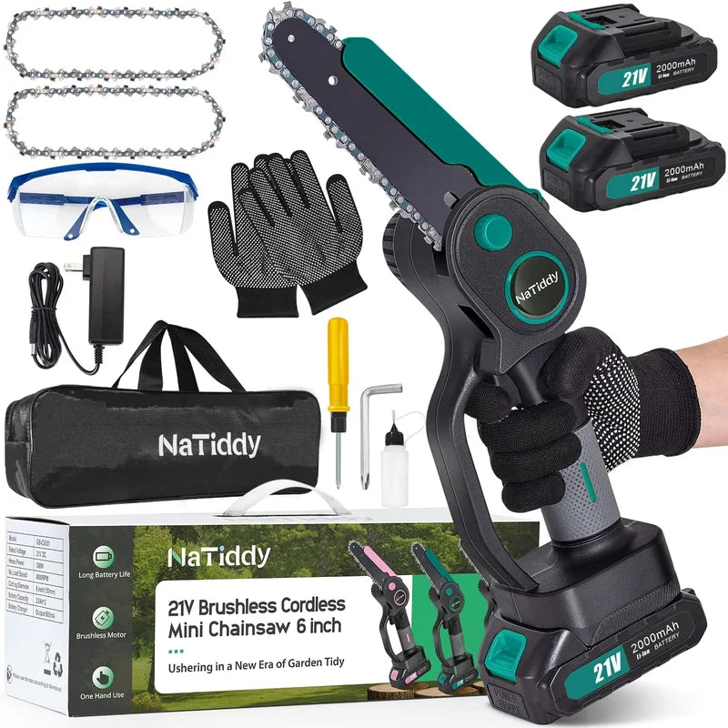 12 Electric Cordless Battery Power Brushless Chainsaw Set For Twig Wood  Cutter